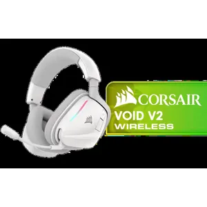 Corsair Void v2 Wireless Gaming Headset with Bluetooth for PC, PS5, PS4, Switch, Mobile – Dolby Atmos, 70 Hr Battery, Dual Wireless, Lightweight, Fast Charging – White