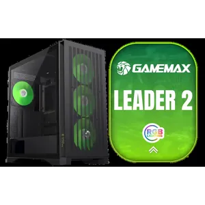 Gamemax Leader 2 E-ATX Mid-Tower Gaming Case - Black / Tempered Glass Side Panel / Support 9×120mm or 8×140mm Fan Mounts / 4 Pre-installed 140mm ARGB Fans + Dedicated Controller / E-ATX, ATX(+ BTF), M-ATX(+ BTF), ITX Motherboard Support / ATX PSU Support / LEADER-2-BK