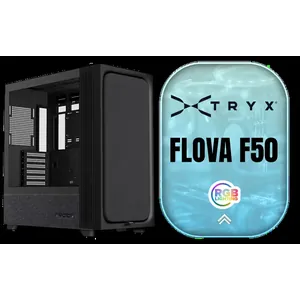 TRYX FLOVA F50 Mid-Tower ATX Case - Black / Supports Motherboards up to ATX / Premium Fabric Exterior / Quiet-by-Design Architecture / 360mm Radiator Support / Spacious 58L Interior / Advanced Cable Management / Detachable Panels & Dust Filters / 2x Fans Included