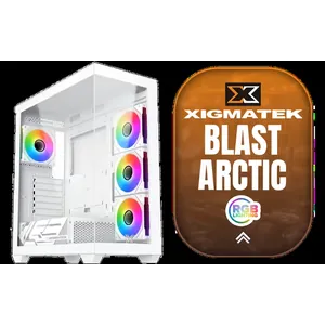 Xigmatek Blast Arctic RGB E-ATX Mid Tower Gaming Case - White / 3 x Pre Installed RGB Fans, 1 x Pre Installed ARGB Fan / EN46360