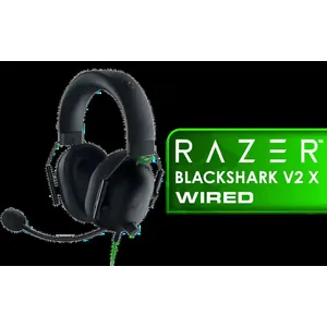 Razer BlackShark V2 X Wired Gaming Headset - Black / 7.1 Surround Sound Capable / Triforce 50mm Drivers / HyperClear Cardioid Mic / Memory Foam Cushion - for PC, PS4, Nintendo Switch - 3.5mm Headphone Jack
