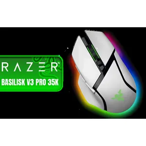 Razer Basilisk V3 Pro 35K - Fully Customizable Wireless Ergonomic Gaming Mouse with Chroma RGB - 35K Optical Sensor (Configurable Tilt Wheel, 13 Customizable Controls) White / RZ01-05240200-R3G1
