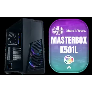 Cooler Master MasterBox K501L ARGB Mid Tower ATX Gaming Case with Pre-Installed Two ARGB Fans, PSU Shroud and Tempered Glass Side Panel / MCB-K501L-KGNN-SR3