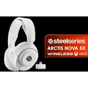 SteelSeries Arctis Nova 5x Wireless Gaming Headset - White / Neodymium Drivers / 360° Spatial Audio / Up to 50 hours 2.4GHz Wireless or 60 hours in Bluetooth / 2.4GHz or Bluetooth / 61677