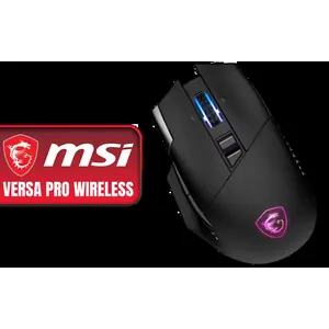 MSI VERSA PRO Wireless plus Mouse Dock Pro - Black / 2.4 GHz Wireless, Bluetooth 5.3, USB 2.0 / Optical Sensor / OMRON Optical Micro Switch / 26000 DPI / Up to 80 Hours Battery Life