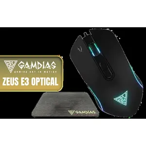 Gamdias ZEUS E3 Optical Gaming Mouse And NYX E1 Mousepad Combo / Multi-Color Breathing Lighting / 3600 DPI / Optical Sensor / Smart Keys / Double-Layer Fabrics / Speedy & Smooth / Non-Slip / ZEUS E3