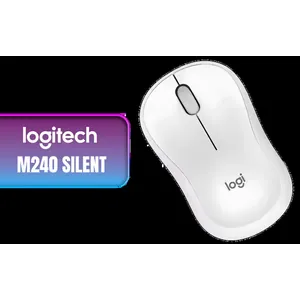 Logitech® M240 Silent Bluetooth Mouse - Off-White / For Small-to-Medium Hands / 1x AA Battery (Pre-Installed) / 3 Buttons / 910-007120