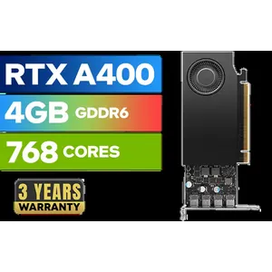 Leadtek NVIDIA RTX A400 4GB GDDR6 Workstation Graphics Card / 768 Nvidia CUDA Cores / 96GB/s Memory Bandwidth / Nvidia Ampere Architecture / 126W7000100
