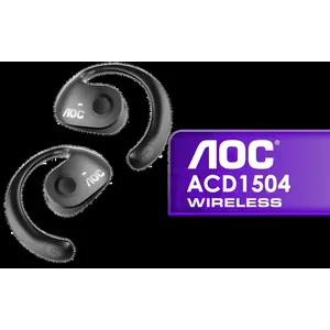 AOC ACD1504 Wireless Bluetooth Earphones - Black / Clip-On Fit / Built-In Microphone for Clear Communication / Long-Lasting Battery with Charging Case