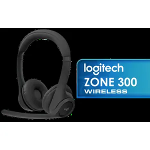 Logitech Zone 300 Wireless Bluetooth Headset - Midnight Black / Clear Voice with Dual Noise Mics / Ultra Lightweight, All-Day Comfort