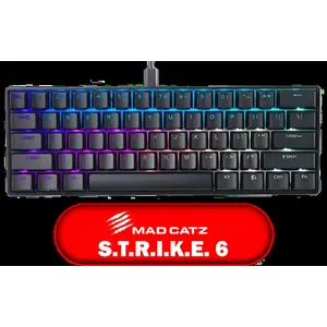 Mad Catz S.T.R.I.K.E. 6 RGB Mechanical Gaming - Linear switches / Anti-ghosting Technology / 16.8 Million Colors / 61-key compact design / KS63NMUSBL000-0