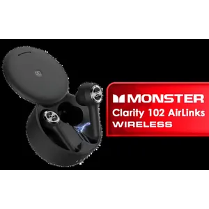 Monster Clarity 102 AirLinks Wireless In-Ear Headphones - Black / Up to 30h Playtime, IPX5 Water-Resistant Earbuds, Bluetooth 5.0 in-Ear Headphones with Wireless Charging Case, TWS Earphones Built-in Dual Mic for Clearer Hands-Free Call, True Wireless Earbuds / MH21901