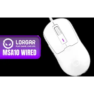 Lorgar MSA10 Wired Gaming Mouse - White / Up To 12,000 DPI Sensitivity / Ultralight 55g Design / Advanced Pixart 3311 Gaming Sensor / 6 Programmable Buttons / Customizable RGB Lighting / Virgin PTFE Feet