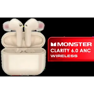 Monster Clarity 6.0 ANC Wireless In-Ear Headphones - Pink / True Wireless Earbuds Active Noise Cancelling / TWS Bluetooth Earphones with 4 Mics / Type-C Quick Charging Case and 30H Playtime / MH21903PNK