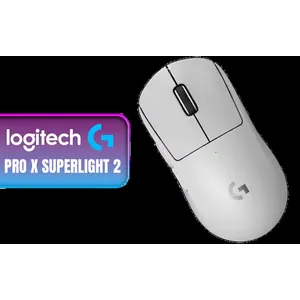 Logitech G PRO X SUPERLIGHT 2 LIGHTSPEED Wireless Gaming Mouse, Lightweight, LIGHTFORCE Hybrid Switches, HERO 2 Sensor, 32,000 DPI, 5 Programmable Buttons, USB-C Charging, PC & Mac - White