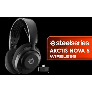 SteelSeries Arctis Nova 5 Wireless Multi-System Gaming Headset / Neodymium Magnetic Drivers / 100+ Audio Presets / 60 HR Battery / 2.4GHz or BT / ClearCast Gen2.X Mic / PC, PS5, PS4, Switch, Mobile / 61670