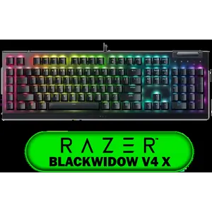 Razer BlackWidow V4 X - Mechanical Gaming Keyboard: Yellow Switches Linear & Silent - 6 Dedicated Macro Keys - Chroma RGB - Doubleshot ABS Keycaps - Media Controls - Sound Dampening & Stabilizers / RZ03-04701800-R3M1