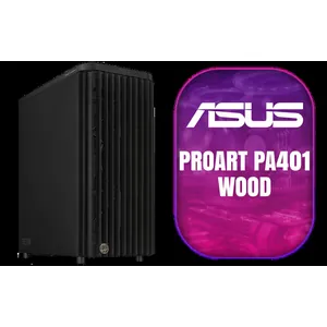 ProArt PA401 Wood Edition ATX Mid-Tower Case (Wooden Front Panel, Dual 160 mm Ring Fan Blades, Left-Side Panel Lock, Power and Reset Button Lock, Detachable PSU Bracket)