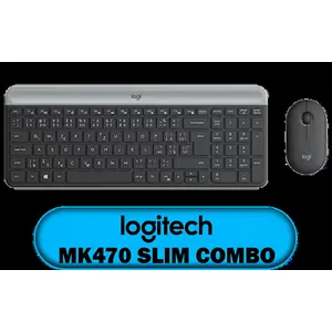 Logitech MK470 Slim Wireless Keyboard and Mouse Combo - Low Profile Compact Layout, Ultra Quiet Operation, 2.4 GHz USB Receiver with Plug and Play Connectivity, Long Battery Life - Graphite
