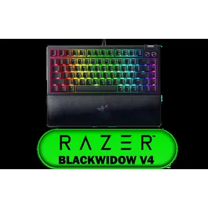 Razer BlackWidow V4 75% Mechanical Gaming Keyboard: Hot-Swappable Design / Compact & Durable / Orange Tactile Switches / Chroma RGB / MF Roller & Media Keys / Comfortable Wrist Rest - Black / RZ03-05000100-R3M1