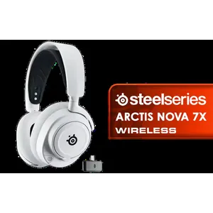 SteelSeries Arctis Nova 7X Wireless Multi-Platform Gaming Headset — Neodymium Magnetic Drivers — 2.4GHz+Bluetooth — 38Hr USB-C Battery — AI Mic — Xbox Series X|S, PC, PS5, Switch, VR, Mobile - White / 61567