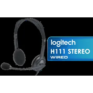 Logitech H111 Stereo Headset - Black / Stereo Sound / Rotating Microphone / Adjustable Headband / 3.5mm Audio Jack Connection