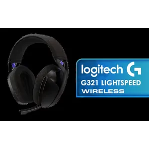 LOGITECH G321 LIGHTSPEED Wireless Gaming Headset- Black / 2.4GHz LIGHTSPEED + Bluetooth Connectivity / Lightweight 210g Design / 16kHz Flip-to-Mute Microphone / 20+ Hour Battery Life / Comfortable Over-Ear Design