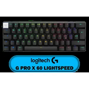 Logitech G PRO X 60 LIGHTSPEED Gaming Keyboard - Black / Fully Programmable Keys / Logitech GX Tactile Optical Switches / Lightsync RGB Lighting / 920-011911