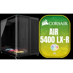 CORSAIR AIR 5400 LX-R RGB iCUE LINK Triple-Chamber Mid-Tower PC Case - Black / Dual Airflow Ducts for Enhanced Air Circulation / Dual Curved Tempered Glass French Door Panels / 3× iCUE LINK LX-R RGB 120mm Reverse Fans Included with System Hub / RapidRoute 2.0 Cable Management / Reverse Motherboard Compatibility