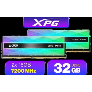 ADATA XPG Lancer Neon 32GB (2 x 16GB) DDR5 7200MHz Desktop Memory / High-Quality Materials / On-die ECC error correction / Supports Intel® XMP 3.0 / AX5U7200C3416G-DCLANRSG