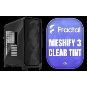 Fractal Design Meshify 3 Tempered Glass Light Tint E-ATX Mid-Tower Gaming Cabinet Case with Three Pre-Installed GP-14 Fans and Detachable Front & Top Filter - Black / FD-C-MES3A-02
