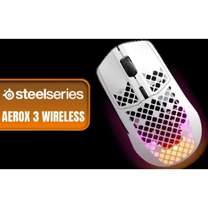 SteelSeries Aerox 3 Wireless - Super Light Gaming Mouse - 18,000 CPI TrueMove Air Optical Sensor - Ultra-Lightweight 68g Water Resistant Design - 200 Hour Battery Life – Snow / 62608