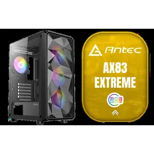 Antec AX83 RGB Elite Mid-Tower Computer Case/Gaming Cabinet - Black | Support ATX, M-ATX, ITX | Pre- Installed 3 x 120mm Front and 1 x 120mm Rear Rainbow Fans / 0-761345-10042-7