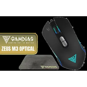 Gamdias ZEUS M3 RGB Optical Gaming Mouse & Mousepad 2 in 1 Combo / FREE Included NYX E1 Gaming Mouse Mat / Efficient Ergonomic Grip Design / Up to 7200 Adjustable DPI / Non-Skid Rubber-Back Gaming Mousemat