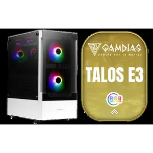 Gamdias TALOS E3 Tempered Glass ATX Gaming Case - White / 3 Built-in 120mm ARGB Fans / Supports Motherboards up to ATX / Magnetic Dust Filter / Support Sync with 5V ARGB Motherboard