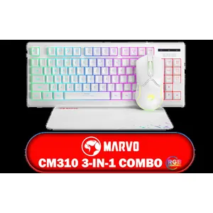 MARVO CM310 3 IN 1 Gaming Combo - White / Supports up to 3200 DPI / Mousepad Size: 280 x 230 x 2mm / 3 Colors Backlight / Membrane Switches
