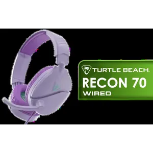 TURTLE BEACH Recon 70 Wired Gaming Headset - Lavender / 40mm Neodymium Drivers / 20Hz–20kHz / Over-Ear Synthetic Leather Cushions / Flip-to-Mute High-Sensitivity Mic / 3.5mm Jack / Multiplatform: PS, Xbox, PC, Switch, Mobile