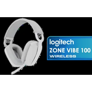 Logitech Zone Vibe 100 Lightweight Wireless Over Ear Headphones with Noise Canceling Microphone, Advanced Multipoint Bluetooth Headset, Works with Teams, Google Meet, Zoom, Mac/PC - Off White / 981-001219