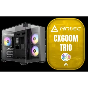 Antec CX600M Trio ARGB Desktop Computer Case, Mini Tower, Micro-ATX, ITX, 3X Vent ARGB, No Source, Black / 0-761345-10139-4