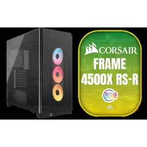 Corsair FRAME 4500X RS-R ARGB Panoramic Glass Mid-Tower Gaming Case - Black / Mini-ITX, Micro-ATX, ATX, E-ATX Motherboard Support / Single-piece Curved Tempered Glass / Dual 360mm Radiator Support / InfiniRail™ Fan Mounting System / 3x Included RS-R ARGB 120mm Reverse-Rotor Fans / Fits up to 10x 120mm or 6x 140mm Cooling Fans / CC-9011314-WW