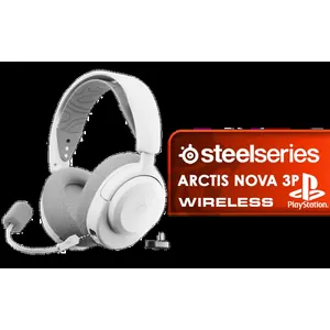 SteelSeries Arctis Nova 3P Wireless Playstation Gaming Headset - White / 40mm Neodymium Drivers / 360° Spatial Audio / 38-Hour Battery Life / USB-C Dongle for Multi-Platform Use / Noise-Cancelling Mic / PS5/PS4, PC, Xbox, Switch, Mobile, Chromebook / 61687