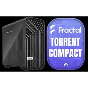Fractal Design Torrent Compact Black - Dark Tint Tempered Glass Side Panels - Open Grille for Maximum air Intake - Two 180mm PWM Fans Included - Type C - ATX Airflow Mid Tower PC Gaming Case - FD-C-TOR1C-01