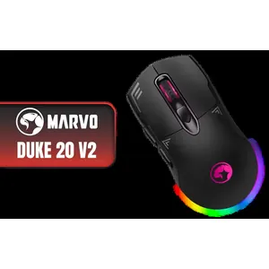 MARVO DUKE 20 V2 Dual-Mode Gaming Mouse - Black / Six-Step DPI Adjustment Up To 640 / Ergonomic High-Profile Gaming Design / 5 Million Click Durability / Dual-Mode Wired Wireless Connectivity / RGB Breathing Backlight Effects