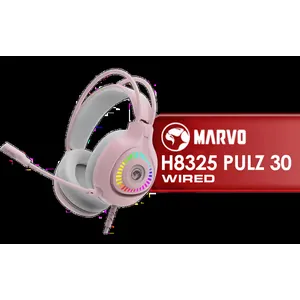 Marvo H8325 PULZ 30 Wired Gaming Headset - Pink / Stereo Sound / 50mm Drivers / Self-Adjustable Headband / Static RGB Backlight