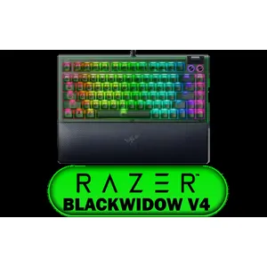 Razer BlackWidow V4 75% Mechanical Gaming Keyboard - Phantom Green / Hot-Swappable Design / Compact & Durable / Orange Tactile Switches / Chroma RGB / MF Roller & Media Keys / Comfortable Wrist Rest / RZ03-05003300-R3M1