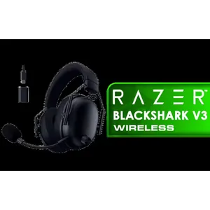 Razer BlackShark V3 Wireless ESports Gaming Headset - Black / Hyperspeed Wireless Gen-2 Ultra-Low Latency / Detachable Hyperclear 9.9mm Mic / Triforce Titanium 50mm Drivers / Three Seamless Connectivity Modes / THX Spatial Audio 7.1.4 Surround / Pro-Tuned FPS EQ Profiles