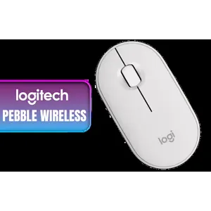 Logitech® Pebble Mouse 2 M350s - Tonal White/ Ambidextrous / Multi-device pairing / Customizable middle button with Logi Options+ App / Silent clicks with Silent Touch Technology / 1 x AA Alkaline battery (pre-installed) / 910-007013