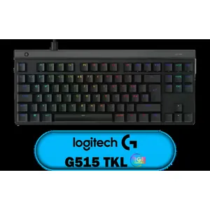Logitech® G515 TKL, Wired Gaming Keyboard - Black / Low-Profile GL Mechanical Switches / 1.3mm Fast Actuation Point / Double-Shot PBT Keycaps / Factory-Lubed Smooth Switches / Layered Sound Dampening Design / Custom Key Mapping Support