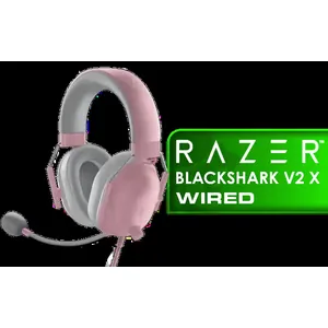 Razer BlackShark V2 X Gaming Headset: 7.1 Surround Sound – Quartz Pink / 50mm Drivers / Memory Foam Cushion / for PC, PS4, PS5, Switch, Xbox One, Xbox Series X|S, Mobile / 3.5mm Audio Jack