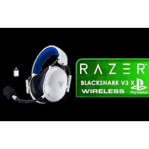 Razer BlackShark V3 X HyperSpeed Wireless Playstation Gaming Headset - White / 50mm TriForce Drivers Crystal-Clear Competitive / Hear Every Footstep Audio Cue / 9.9mm Cardioid Mic Clear Voice / Hyperspeed 2.4GHz Ultra-Low Latency / 7.1.4 Surround PS5 PC / 270g Lightweight All-Day Comfort / Detachable Mic Tournament Ready Built